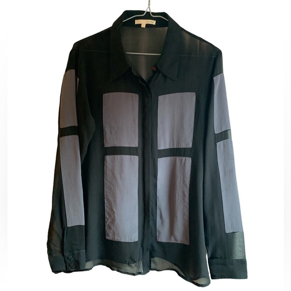 Gold Hawk Colour Block Sheer Blouse - Picture 2 of 5